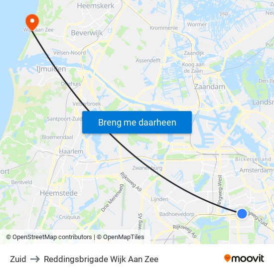 Zuid to Reddingsbrigade Wijk Aan Zee map