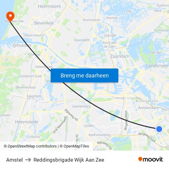 Amstel to Reddingsbrigade Wijk Aan Zee map