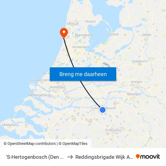 'S-Hertogenbosch (Den Bosch) to Reddingsbrigade Wijk Aan Zee map