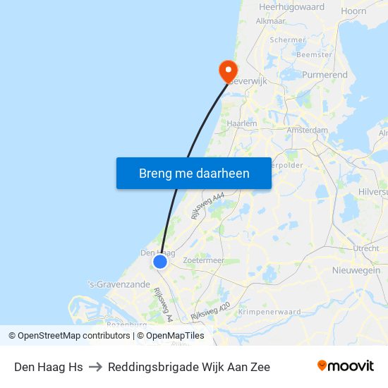 Den Haag Hs to Reddingsbrigade Wijk Aan Zee map