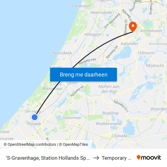 'S-Gravenhage, Station Hollands Spoor (Perron A) to Temporary Bc-Link map
