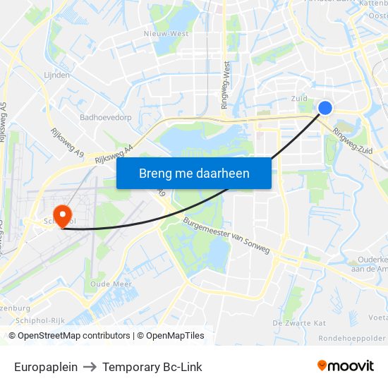 Europaplein to Temporary Bc-Link map