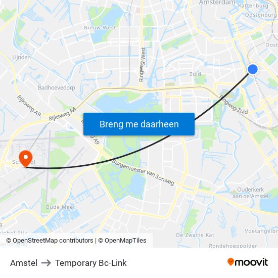 Amstel to Temporary Bc-Link map
