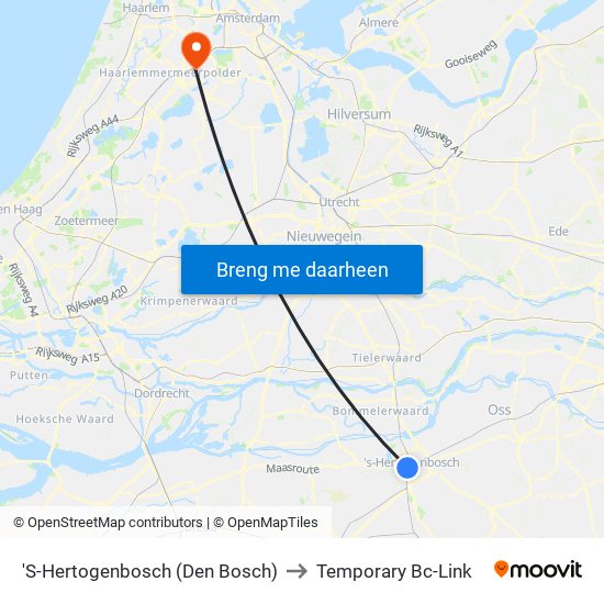 'S-Hertogenbosch (Den Bosch) to Temporary Bc-Link map