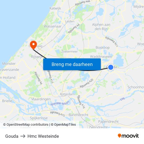 Gouda to Hmc Westeinde map