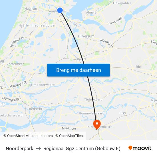 Noorderpark to Regionaal Ggz Centrum (Gebouw E) map