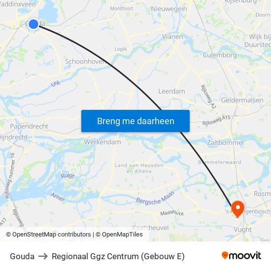 Gouda to Regionaal Ggz Centrum (Gebouw E) map