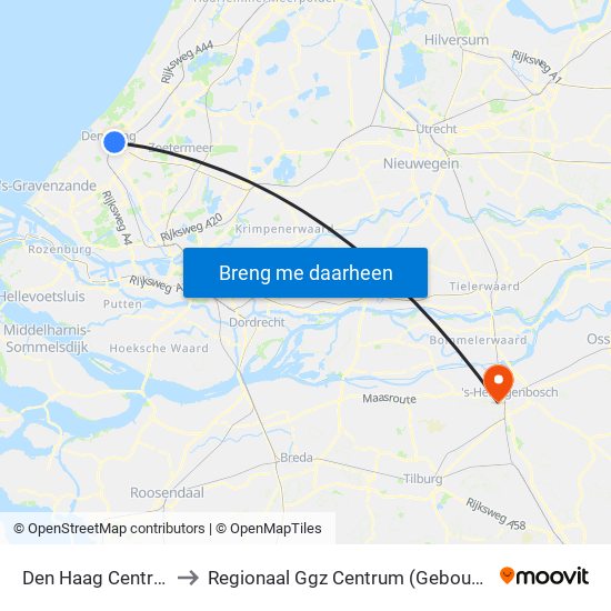 Den Haag Centraal to Regionaal Ggz Centrum (Gebouw E) map