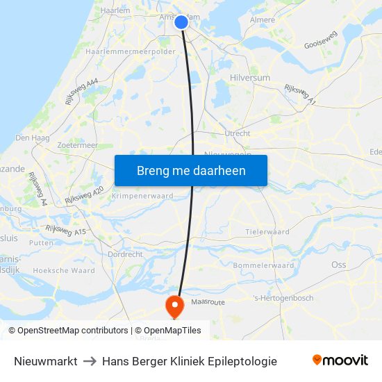 Nieuwmarkt to Hans Berger Kliniek Epileptologie map