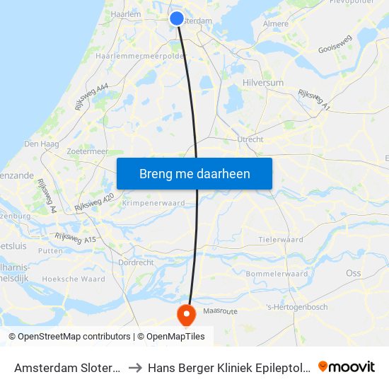 Amsterdam Sloterdijk to Hans Berger Kliniek Epileptologie map