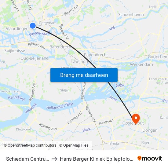 Schiedam Centrum to Hans Berger Kliniek Epileptologie map