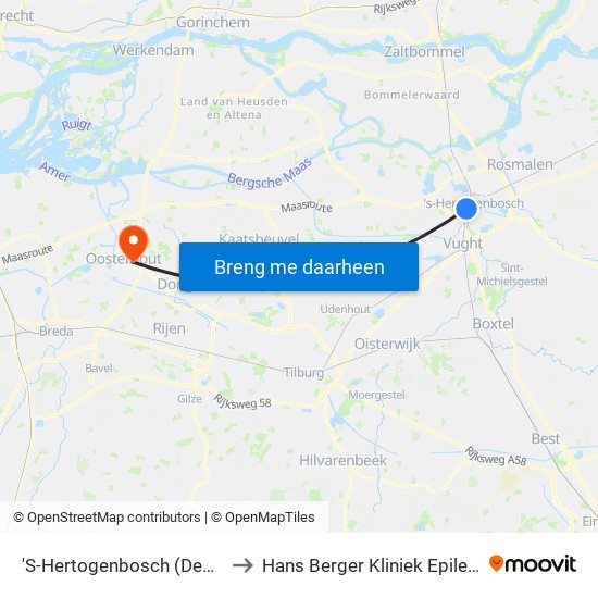 'S-Hertogenbosch (Den Bosch) to Hans Berger Kliniek Epileptologie map
