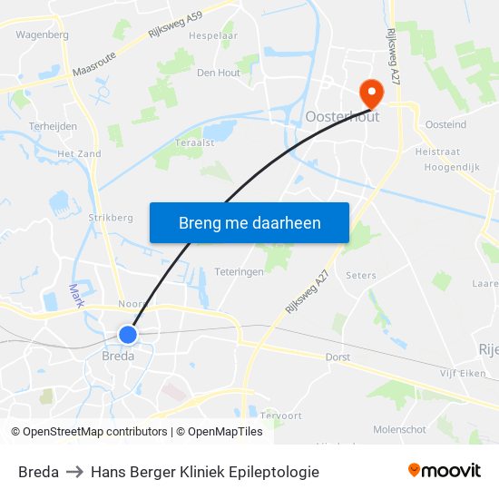 Breda to Hans Berger Kliniek Epileptologie map