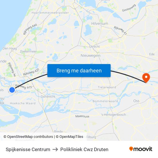 Spijkenisse Centrum to Polikliniek Cwz Druten map