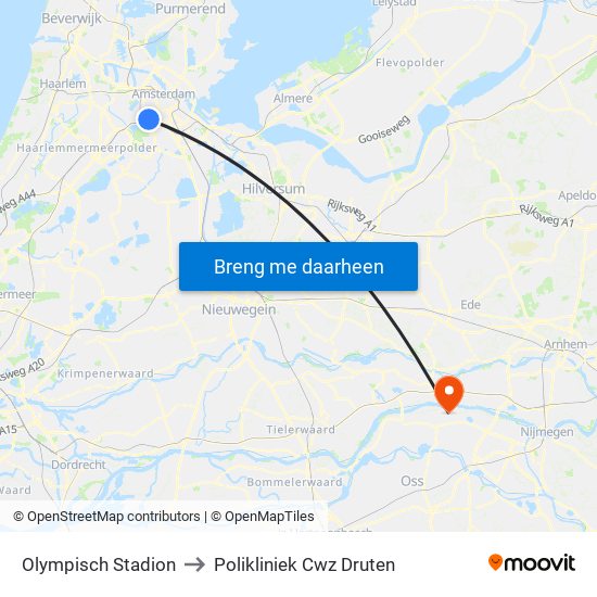 Olympisch Stadion to Polikliniek Cwz Druten map