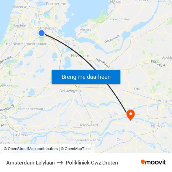 Amsterdam Lelylaan to Polikliniek Cwz Druten map
