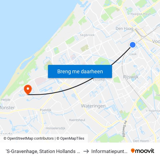 'S-Gravenhage, Station Hollands Spoor (Perron A) to Informatiepunt Receptie map