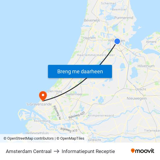 Amsterdam Centraal to Informatiepunt Receptie map