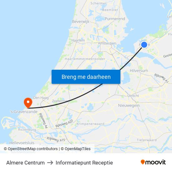 Almere Centrum to Informatiepunt Receptie map