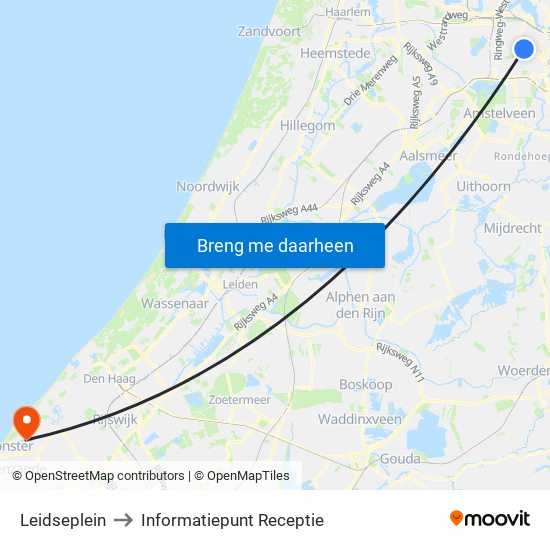 Leidseplein to Informatiepunt Receptie map