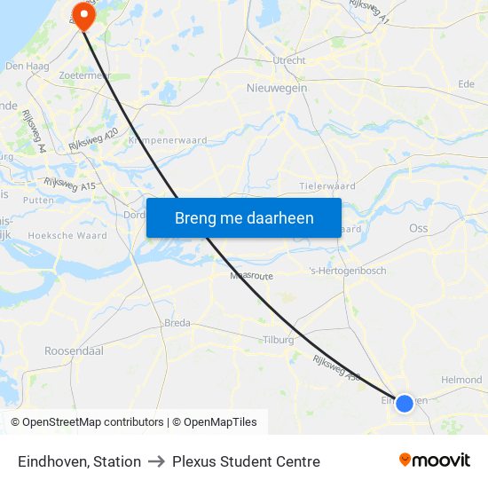 Eindhoven, Station to Plexus Student Centre map