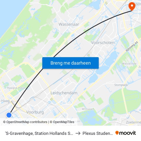 'S-Gravenhage, Station Hollands Spoor (Perron A) to Plexus Student Centre map