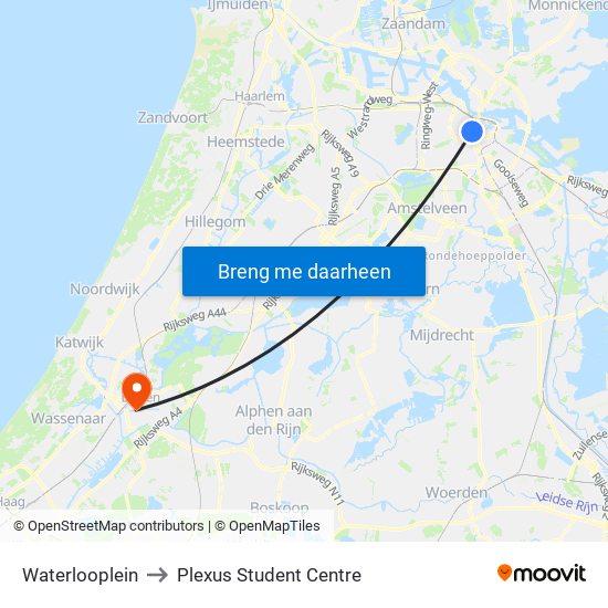 Waterlooplein to Plexus Student Centre map