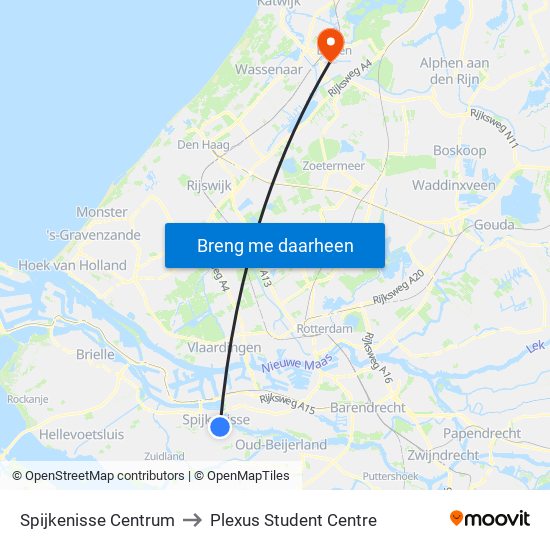 Spijkenisse Centrum to Plexus Student Centre map