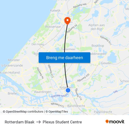 Rotterdam Blaak to Plexus Student Centre map