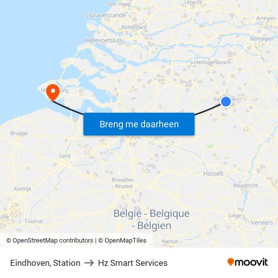 Eindhoven, Station to Hz Smart Services map