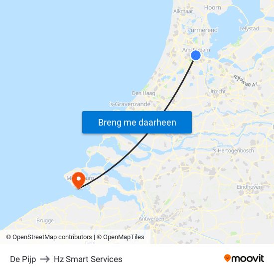 De Pijp to Hz Smart Services map