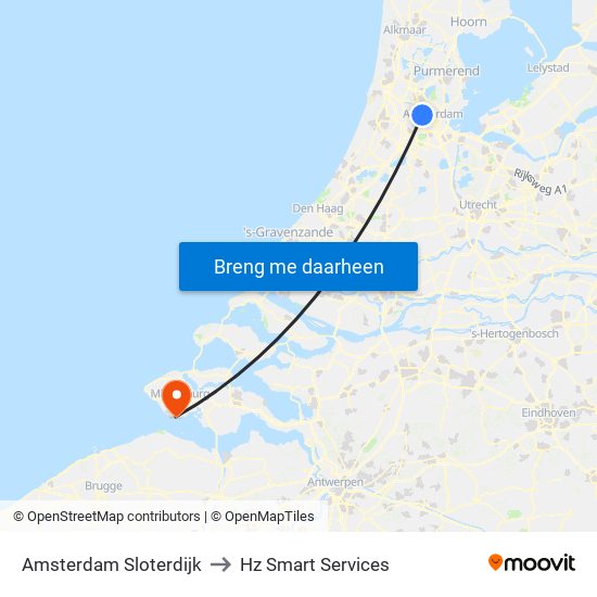 Amsterdam Sloterdijk to Hz Smart Services map