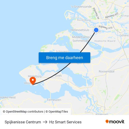 Spijkenisse Centrum to Hz Smart Services map