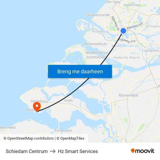 Schiedam Centrum to Hz Smart Services map