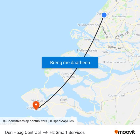 Den Haag Centraal to Hz Smart Services map