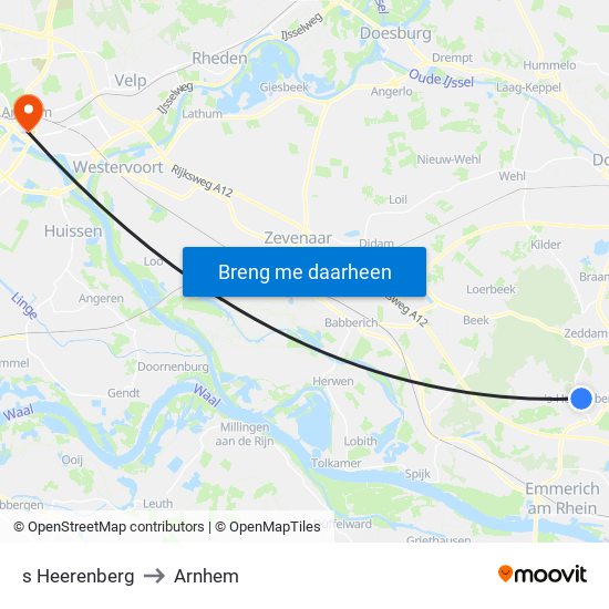 s Heerenberg to Arnhem map