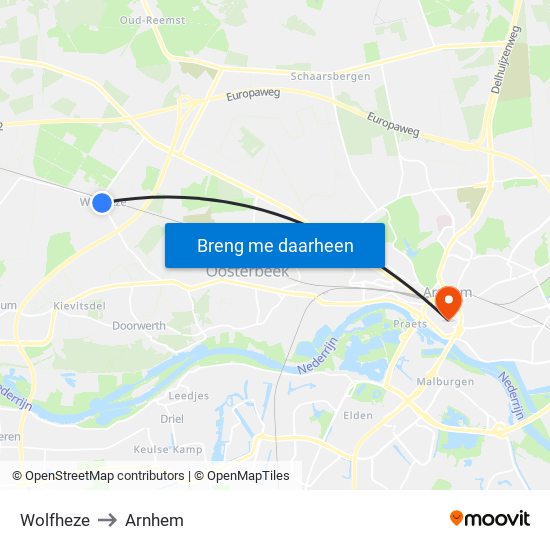 Wolfheze to Arnhem map