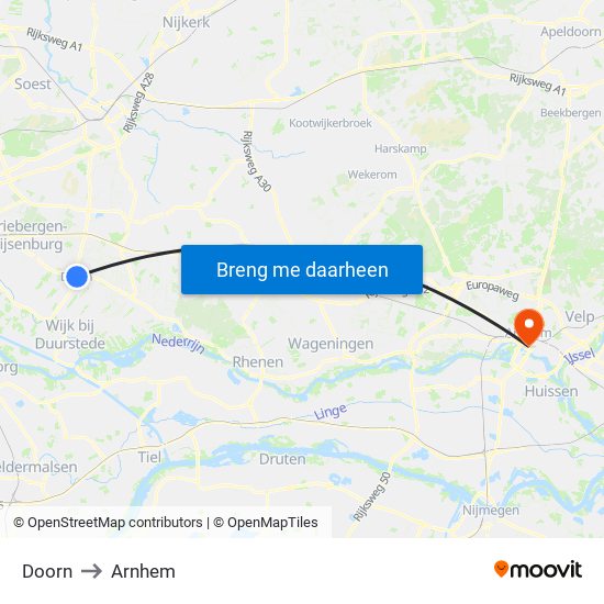 Doorn to Arnhem map