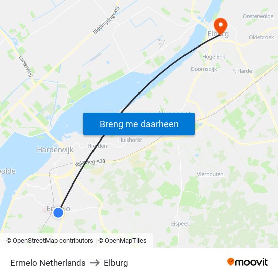Ermelo Netherlands to Elburg map