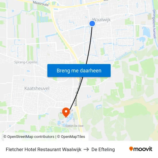Fletcher Hotel Restaurant Waalwijk to De Efteling map