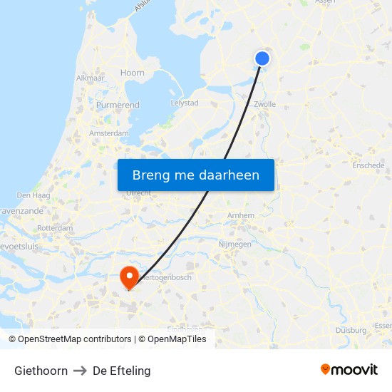 Giethoorn to De Efteling map