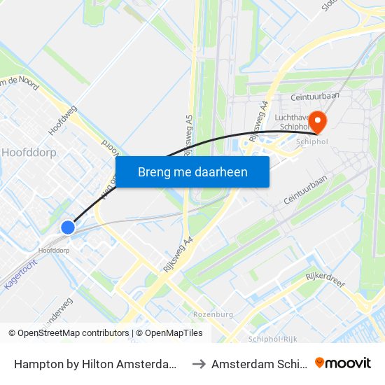 Hampton by Hilton Amsterdam Airport Schiphol Hoofddorp to Amsterdam Schiphol Airport AMS map