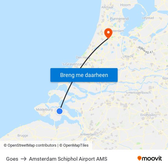 Goes to Amsterdam Schiphol Airport AMS map