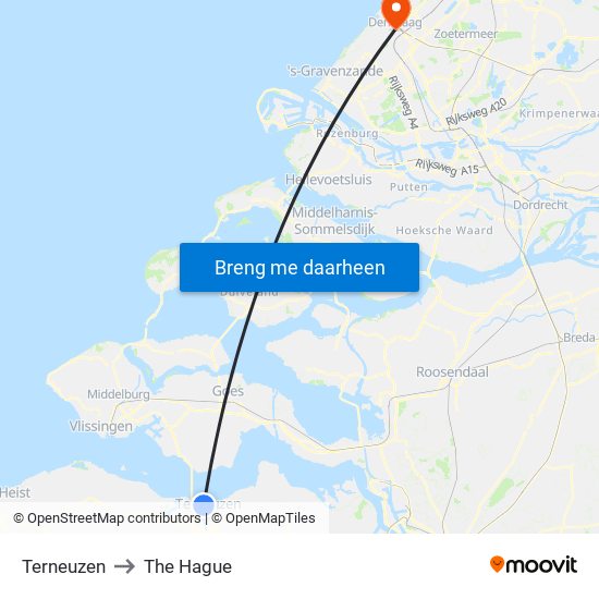 Terneuzen to The Hague map