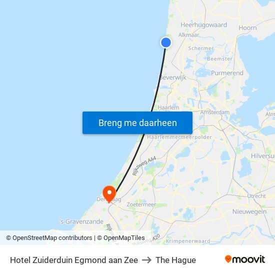 Hotel Zuiderduin Egmond aan Zee to The Hague map