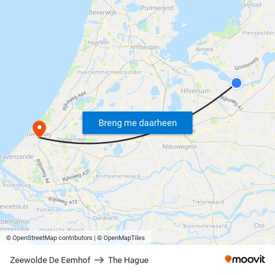Zeewolde De Eemhof to The Hague map
