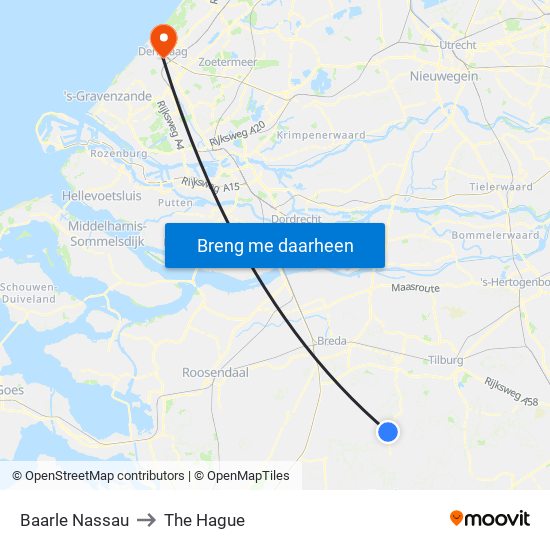 Baarle Nassau to The Hague map