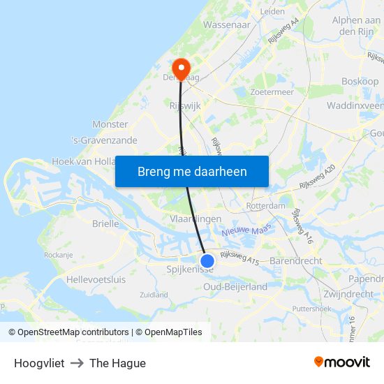 Hoogvliet to The Hague map