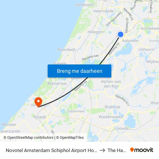 Novotel Amsterdam Schiphol Airport Hoofddorp to The Hague map