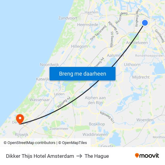 Dikker Thijs Hotel Amsterdam to The Hague map